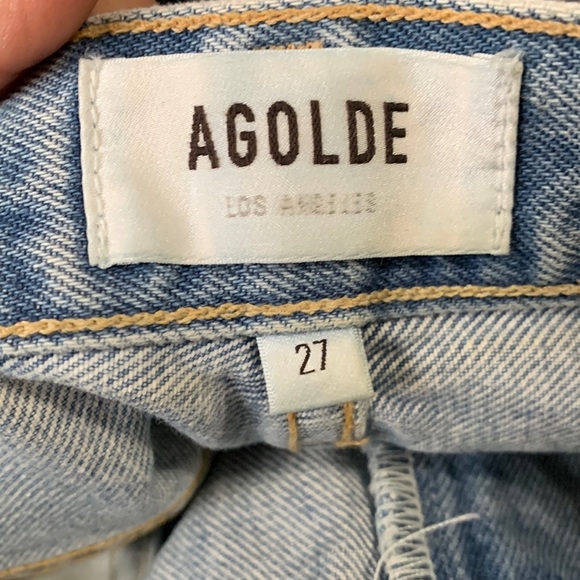 Agolde Blue Distressed Straight Leg Jeans - Picture 2 of 16